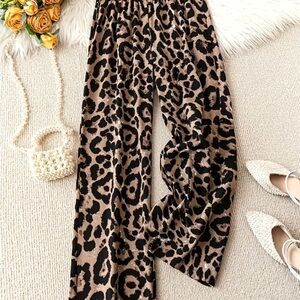Leopard Print Wide-Leg Pants
